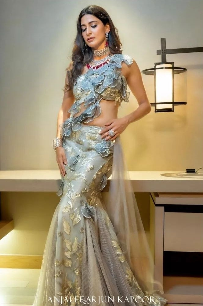 MOUSY GREY MERMAID FIT SAREE