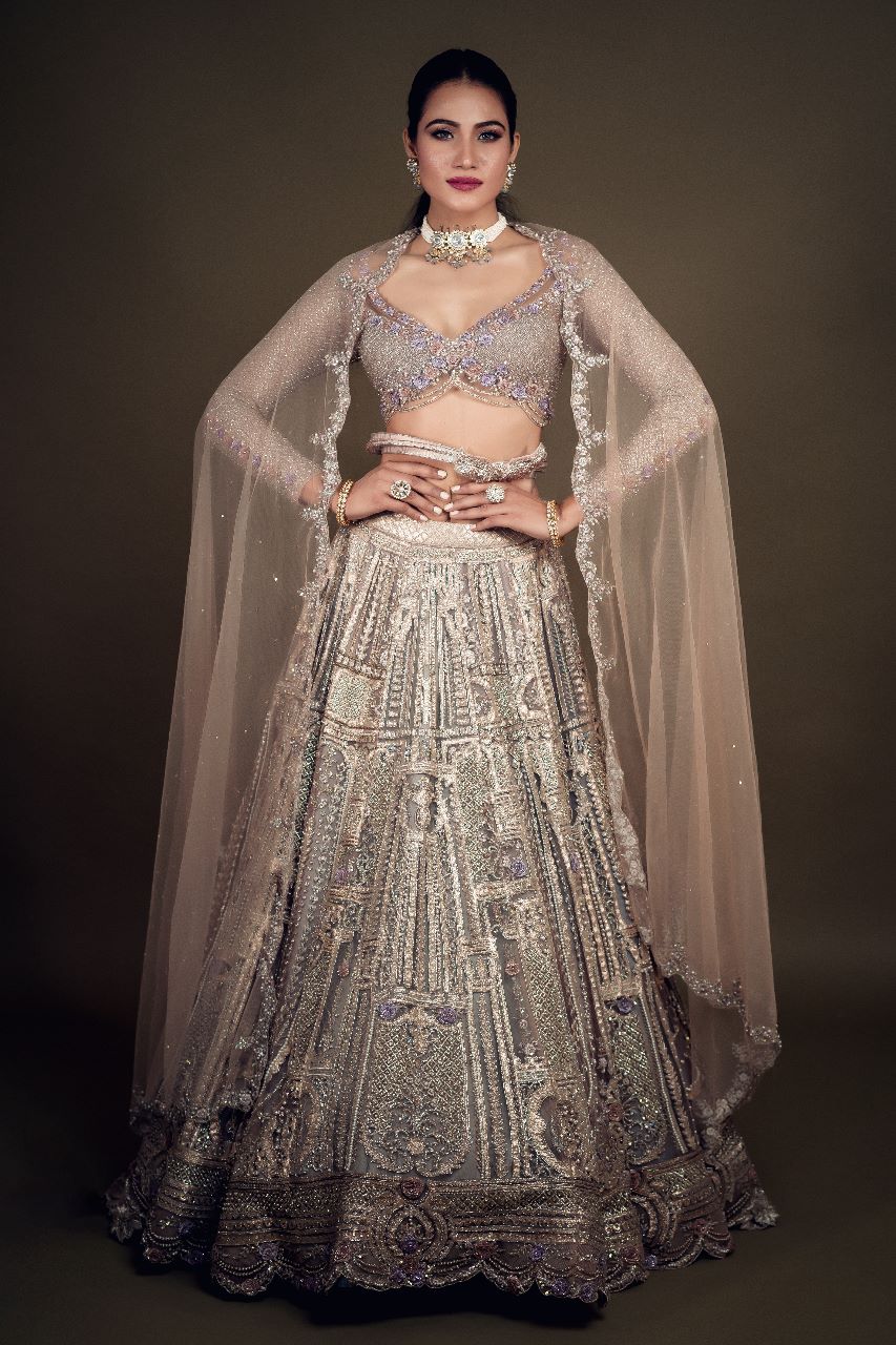 CHAMPAGNE GOLD APPLIQUE LEHENGA